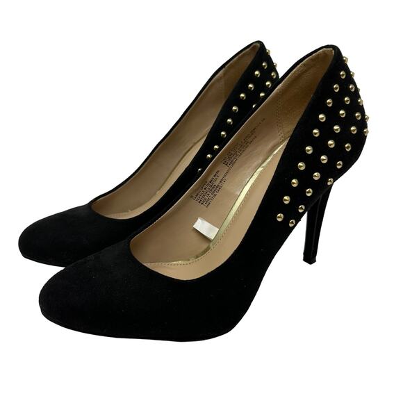Mossimo Vernie Almond Toe Heels Women's Size 9 Black Studded Faux Suede - Picture 2 of 7